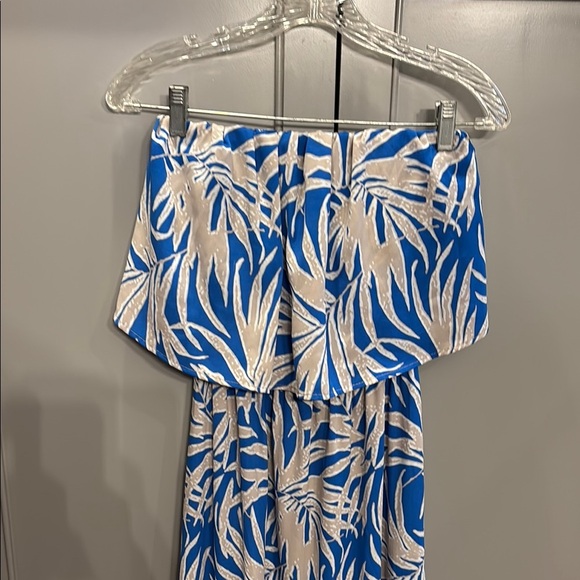 NWT Tychee sleeveless blue/tan maxi dress sz S - Picture 2 of 6